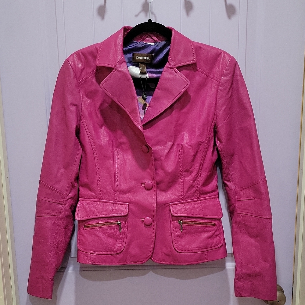 Danier Pink Blazer-Style Jacket with Notched Lapel